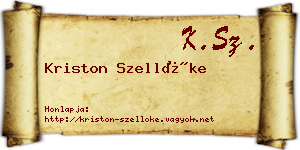 Kriston Szellőke névjegykártya